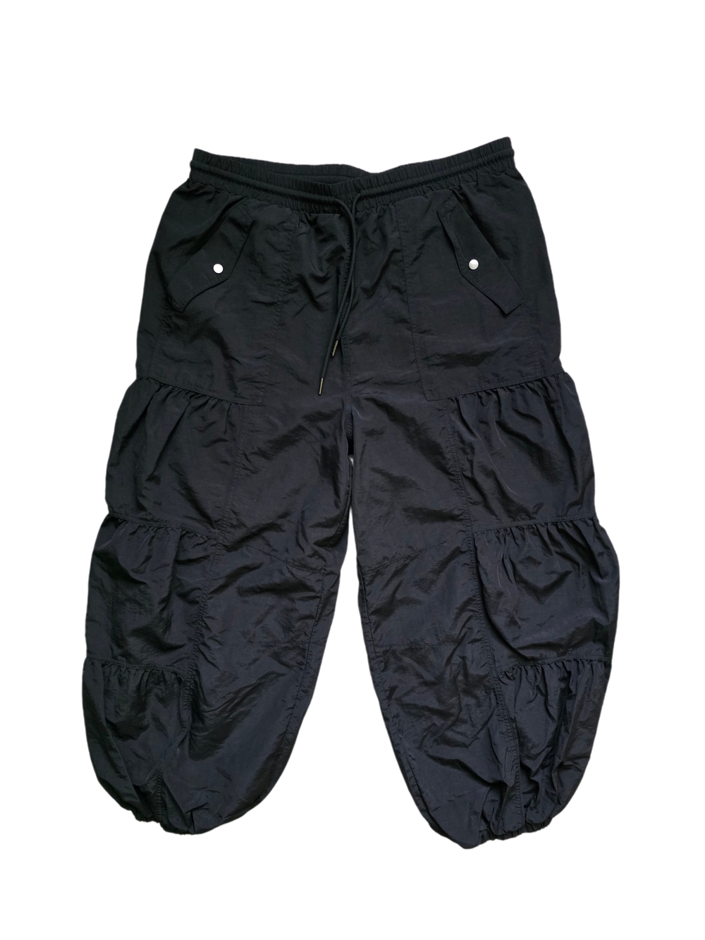 HALARA Mid Rise Drawstring Pocket Ruched Parachute Casual Cargo Baggy Pants L - Picture 2 of 16